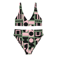 GEO-PINK: Recycled high-waisted bikini
