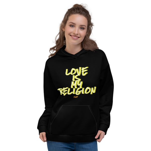 LOVE IS MY RELIGION: Unisex Hoodie (BLACK)