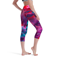 PINK|PURPLE|TURQUOISE COLORFUL PRINTED: WOMEN'S SEVEN-POINT YOGA PANTS - Zee Grace Tee
