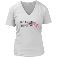 GOD is STILL in CONTROL: WOMEN'S V-Neck T-shirt - Zee Grace Tee