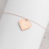 God’s Child: Engraved Silver Heart Necklace
