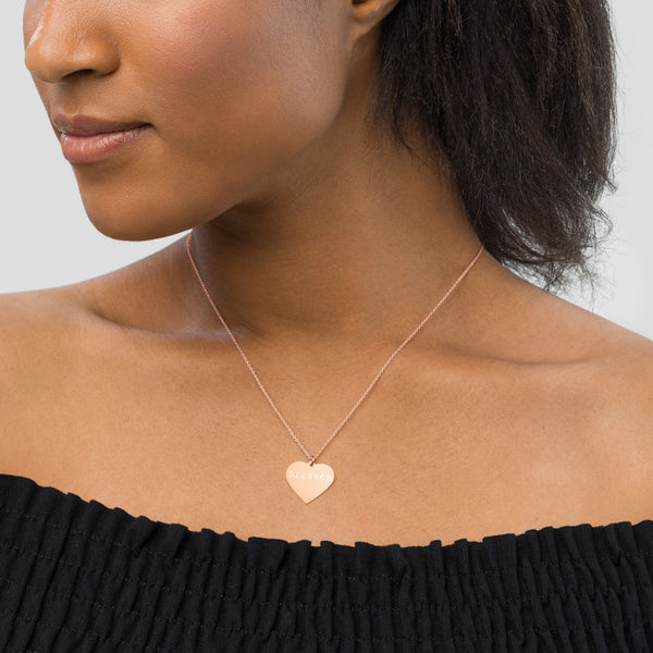 BLESSED: Engraved Silver Heart Necklace