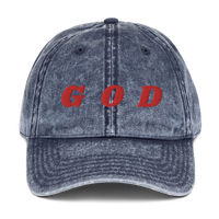 GOD: * EMBROIDERED DESIGNED Vintage Cotton Twill Cap - Zee Grace Tee