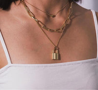 Multi Layer Lover Lock Pendant Choker Necklace - Zee Grace Tee
