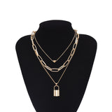 Multi Layer Lover Lock Pendant Choker Necklace - Zee Grace Tee