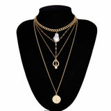 Multi Layer Lover Lock Pendant Choker Necklace - Zee Grace Tee