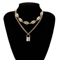 Multi Layer Lover Lock Pendant Choker Necklace - Zee Grace Tee