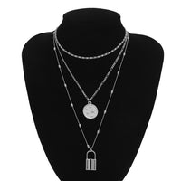 Multi Layer Lover Lock Pendant Choker Necklace - Zee Grace Tee