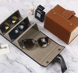 Foldable FAUX Leather Glasses Travel Organizer Case (2/3/4/5 Slots) - Zee Grace Tee