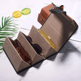Foldable FAUX Leather Glasses Travel Organizer Case (2/3/4/5 Slots) - Zee Grace Tee