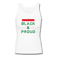 Unapologetically Black & Proud: Women's Longer Length Fitted Tank - white