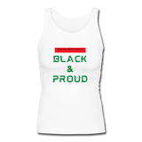 Unapologetically Black & Proud: Women's Longer Length Fitted Tank - white