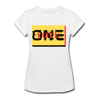 ONE LOVE/red/yellow/black: Women's Relaxed Fit T-Shirt - white