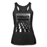 VIBRATE HIGHER: Women’s Tri-Blend Racerback Tank - heather black
