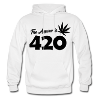 THE ANSWER IS 420: Gildan Heavy Blend Adult Hoodie - white