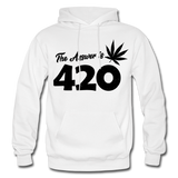 THE ANSWER IS 420: Gildan Heavy Blend Adult Hoodie - white