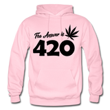 THE ANSWER IS 420: Gildan Heavy Blend Adult Hoodie - light pink