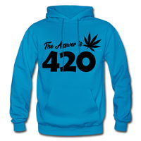 THE ANSWER IS 420: Gildan Heavy Blend Adult Hoodie - turquoise
