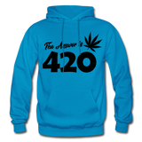 THE ANSWER IS 420: Gildan Heavy Blend Adult Hoodie - turquoise