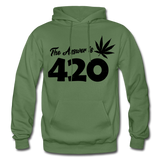 THE ANSWER IS 420: Gildan Heavy Blend Adult Hoodie - military green