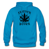 FLOWER POWER: Gildan Heavy Blend Adult Hoodie - turquoise