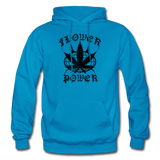FLOWER POWER: Gildan Heavy Blend Adult Hoodie - turquoise