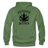 FLOWER POWER: Gildan Heavy Blend Adult Hoodie - military green
