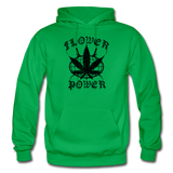 FLOWER POWER: Gildan Heavy Blend Adult Hoodie - kelly green