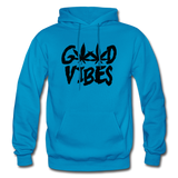 GOOD VIBES: Gildan Heavy Blend Adult Hoodie - turquoise