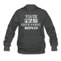 WAKE.PRAY.FAITH.REPEAT (W): Women's Hoodie - asphalt