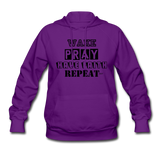 WAKE.PRAY.FAITH.REPEAT(BLK): Women's Hoodie - purple