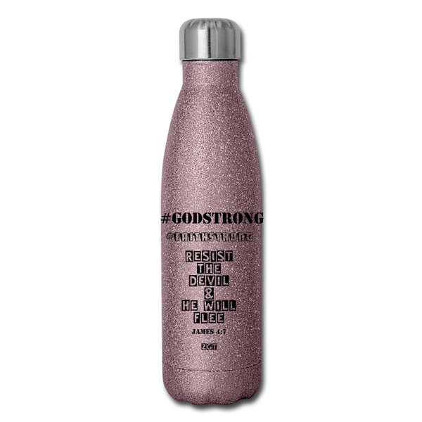 NOT TODAY SATAN: Insulated Stainless Steel Water Bottle - pink glitter