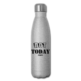 NOT TODAY SATAN: Insulated Stainless Steel Water Bottle - silver glitter