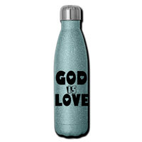 GOD IS LOVE: Insulated Stainless Steel Water Bottle - turquoise glitter