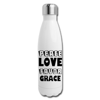 PEACE.LOVE.FAVOR.GRACE: Insulated Stainless Steel Water Bottle - white