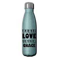 PEACE.LOVE.FAVOR.GRACE: Insulated Stainless Steel Water Bottle - turquoise glitter