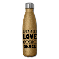 PEACE.LOVE.FAVOR.GRACE: Insulated Stainless Steel Water Bottle - gold glitter