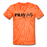 PRAY-fully: Unisex Tie Dye T-Shirt - spider orange