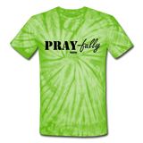 PRAY-fully: Unisex Tie Dye T-Shirt - spider lime green