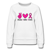 PEACE.LOVE.CURE BREAST CANCER AWARENESS: Women’s Premium Sweatshirt - white