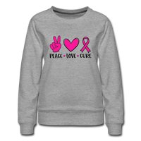 PEACE.LOVE.CURE BREAST CANCER AWARENESS: Women’s Premium Sweatshirt - heather gray