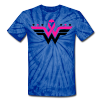 WONDER WARRIOR: BREAST CANCER AWARENESS Unisex Tie Dye T-Shirt - spider blue