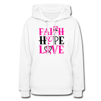 FAITH.HOPE.LOVE BREAST CANCER AWARENESS: Women's Hoodie - white