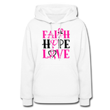 FAITH.HOPE.LOVE BREAST CANCER AWARENESS: Women's Hoodie - white