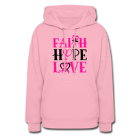 FAITH.HOPE.LOVE BREAST CANCER AWARENESS: Women's Hoodie - classic pink
