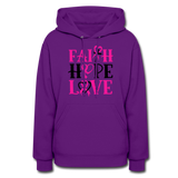 FAITH.HOPE.LOVE BREAST CANCER AWARENESS: Women's Hoodie - purple