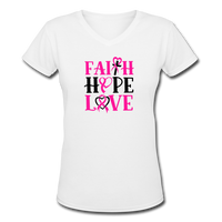 FAITH.HOPE.LOVE: Women's V-Neck T-Shirt - white