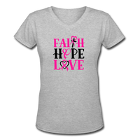 FAITH.HOPE.LOVE: Women's V-Neck T-Shirt - gray